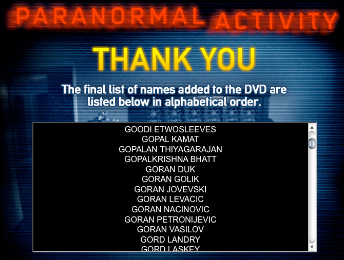 The website assures us these names appear in the DVD Credits